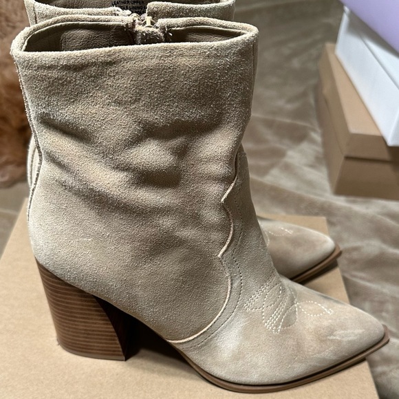 Sand Suede Steve Madden Booties - Picture 4 of 9